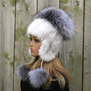 Real Fur Hat with Pom Pom, White Winter Beanie, Mink Hat for Women, Pompom Knitted Beanie, Warm Ear Flaps Hat, Extra Warm Hat For Teen Girl