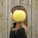 Real Fur Earmuffs for Her, Oversize Earmuffs, Large Fluffy Ear Muffs, Real Fox Fur Earmuffs in Yellow, Furry Ear Warmer, Gift For Girlfriend