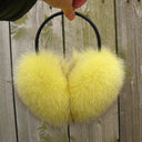Real Fur Earmuffs for Her, Oversize Earmuffs, Large Fluffy Ear Muffs, Real Fox Fur Earmuffs in Yellow, Furry Ear Warmer, Gift For Girlfriend