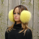 Yellow Fox Fur Earmuffs for Adult, Real Fur Ear Warmers, Fluffy Ear Muffs, Warm Fuzzy Ear Muffs, Fur Accessories, Warm Gift For Teen Girl