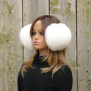 White Fox Fur Earmuffs for Her, Real Fur Ear Muffs, Extra Fluffy Earmuffs, Fuzzy White Ear Warmers, Womans Fur Headband, Gift for Girlfriend