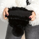 Knitted Rabbit Fur Hat with Fox Fur Pompom, Winter Ladies Hat, Fluffy Black or Silver Hat, Real Rabbit Fur Hat, Cold Weather Fur Accessories