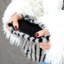 Striped Black & Gray Fur Hat, Mink Fur Beanie, Fluffy Ladies Fur Hat, Knitted Real Mink Fur Hat, Warm Fur Hat For Her, Perfect Gift for Mom