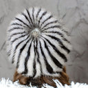 Striped Black & Gray Fur Hat, Mink Fur Beanie, Fluffy Ladies Fur Hat, Knitted Real Mink Fur Hat, Warm Fur Hat For Her, Perfect Gift for Mom