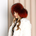Oversized Real Raccoon Fur Trapper Hat with Ear Flaps, Real Leather Winter Hat, Fuzzy Ushanka, Fluffy Bomber Hat, Warm Hat For Cold Weather