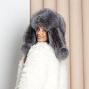 Arctic Fox Winter hat, Women's Winter Head Accessories, Trapper Hat for Sister, Silver Fur Hat With Ear Flaps, Genuine Fluffy Fox Fur Hat