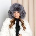 Arctic Fox Winter hat, Women's Winter Head Accessories, Trapper Hat for Sister, Silver Fur Hat With Ear Flaps, Genuine Fluffy Fox Fur Hat