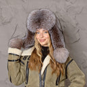 Arctic Fox Winter hat, Women's Winter Head Accessories, Trapper Hat for Sister, Silver Fur Hat With Ear Flaps, Genuine Fluffy Fox Fur Hat
