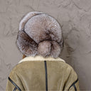 Arctic Fox Winter hat, Women's Winter Head Accessories, Trapper Hat for Sister, Silver Fur Hat With Ear Flaps, Genuine Fluffy Fox Fur Hat