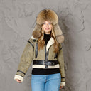 Raccoon Fur Hat, Soft Fluffy Winter Ushanka, Leather Aviator Hat, Plush Trapper Hat for Women, Warm Gift for Mom, Real Fur Fuzzy Bomber Hat