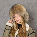 Raccoon Fur Hat, Soft Fluffy Winter Ushanka, Leather Aviator Hat, Plush Trapper Hat for Women, Warm Gift for Mom, Real Fur Fuzzy Bomber Hat