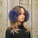 Real Fur Earmuffs for Her, Oversize Earmuffs, Large Fluffy Ear Muffs, Real Fox Fur Earmuffs in Purple, Furry Ear Warmer, Gift For Girlfriend