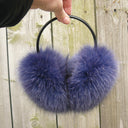 Real Fur Earmuffs for Her, Oversize Earmuffs, Large Fluffy Ear Muffs, Real Fox Fur Earmuffs in Purple, Furry Ear Warmer, Gift For Girlfriend