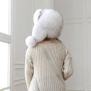 White Real Arctic Fox Fur Trapper Hat with Ear Flaps, One-Piece Winter Women's Hat, Warm Hat, Head Accessory, Cute Bomber Hat, Gift for wife
