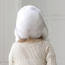 White Real Arctic Fox Fur Trapper Hat with Ear Flaps, One-Piece Winter Women's Hat, Warm Hat, Head Accessory, Cute Bomber Hat, Gift for wife