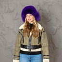 Hot Purple Woman's Winter Hat, Real Fox Fur & Leather Trapper Hat, Stylish Purple Bomber Hat, Furry Aviator Hat, Fuzzy Hat, Teen Girl Gift