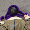 Hot Purple Woman's Winter Hat, Real Fox Fur & Leather Trapper Hat, Stylish Purple Bomber Hat, Furry Aviator Hat, Fuzzy Hat, Teen Girl Gift