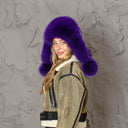 Hot Purple Woman's Winter Hat, Real Fox Fur & Leather Trapper Hat, Stylish Purple Bomber Hat, Furry Aviator Hat, Fuzzy Hat, Teen Girl Gift