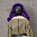 Hot Purple Woman's Winter Hat, Real Fox Fur & Leather Trapper Hat, Stylish Purple Bomber Hat, Furry Aviator Hat, Fuzzy Hat, Teen Girl Gift