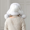 Snow White Saga Fox Fur Trapper Hat, Real Leather Ushanka, Winter Hat With Earflaps, Fluffy Aviator Hat, Gift For Her, Warm Fuzzy Bomber Hat