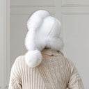 Snow White Saga Fox Fur Trapper Hat, Real Leather Ushanka, Winter Hat With Earflaps, Fluffy Aviator Hat, Gift For Her, Warm Fuzzy Bomber Hat
