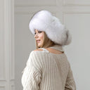 Snow White Saga Fox Fur Trapper Hat, Real Leather Ushanka, Winter Hat With Earflaps, Fluffy Aviator Hat, Gift For Her, Warm Fuzzy Bomber Hat