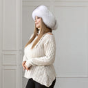 Snow White Saga Fox Fur Trapper Hat, Real Leather Ushanka, Winter Hat With Earflaps, Fluffy Aviator Hat, Gift For Her, Warm Fuzzy Bomber Hat