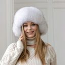 Snow White Saga Fox Fur Trapper Hat, Real Leather Ushanka, Winter Hat With Earflaps, Fluffy Aviator Hat, Gift For Her, Warm Fuzzy Bomber Hat
