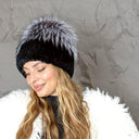 Knitted Rabbit Fur Pom Pom Hat, Women Winter Beanie, Black Fluffy Hat, Set of Hat and Mittens, Stylish Furry Hat For Her, Gift for Sister
