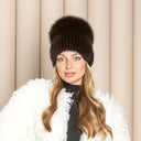 Brown Mink Fur Hat For Women with Pom-Pom, Mink Warm Winter Hat, Women Winter Hat, Women Winter Fluffy Hat Accessories, Gift For Girlfriend
