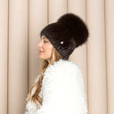 Brown Mink Fur Hat For Women with Pom-Pom, Mink Warm Winter Hat, Women Winter Hat, Women Winter Fluffy Hat Accessories, Gift For Girlfriend