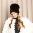 Brown Mink Fur Hat For Women with Pom-Pom, Mink Warm Winter Hat, Women Winter Hat, Women Winter Fluffy Hat Accessories, Gift For Girlfriend