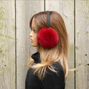 Red Earmuffs From Real Rex Rabbit Fur, Fashion Earmuffs For Women, Fuzzy Ear Warmers, Vibrant Earmuffs, Adjustable Earmuffs, Gift for Her