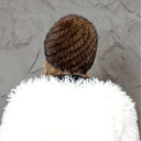 Warm Winter Fur Hat, Mink Fur Hat for Woman, Brown Furry Beanie, Knitted Fluffy Beanie, Gift for Her, Real Mink Fur Hat, Fur Hat For Grandma