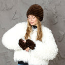 Warm Winter Fur Hat, Mink Fur Hat for Woman, Brown Furry Beanie, Knitted Fluffy Beanie, Gift for Her, Real Mink Fur Hat, Fur Hat For Grandma