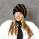 Warm Winter Fur Hat, Mink Fur Hat for Woman, Brown Furry Beanie, Knitted Fluffy Beanie, Gift for Her, Real Mink Fur Hat, Fur Hat For Grandma