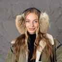 Red Fox Fur Earmuffs for Women, Real Fur Ear Warmer, Fluffy Earmuffs with Black Band, Genuine Fox Fur Accessories, Cute Gift for Girlfriend