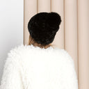 Knitted Rabbit Fur Hat with Fox Fur Pompom, Winter Ladies Hat, Fluffy Black or Silver Hat, Real Rabbit Fur Hat, Cold Weather Fur Accessories