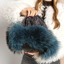 Royal Blue Raccoon Fur Trapper Hat, Fluffy Winter Head Warmer, Real Leather Ushanka, Aviator Hat, Oversized Bomber Hat, Warm Gift for Wife