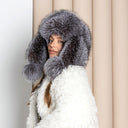 Arctic Fox Winter hat, Women's Winter Head Accessories, Trapper Hat for Sister, Silver Fur Hat With Ear Flaps, Genuine Fluffy Fox Fur Hat