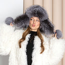 Arctic Fox Winter hat, Women's Winter Head Accessories, Trapper Hat for Sister, Silver Fur Hat With Ear Flaps, Genuine Fluffy Fox Fur Hat