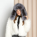 Arctic Fox Winter hat, Women's Winter Head Accessories, Trapper Hat for Sister, Silver Fur Hat With Ear Flaps, Genuine Fluffy Fox Fur Hat