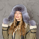 Women's Trapper Hat, Hat with Ear Flaps, Furry Winter Hat for Women, Luxury Real Fox Fur Headwear, Silver Ushanka, Birthday Gift for Wife