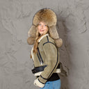 Raccoon Fur Hat, Soft Fluffy Winter Ushanka, Leather Aviator Hat, Plush Trapper Hat for Women, Warm Gift for Mom, Real Fur Fuzzy Bomber Hat