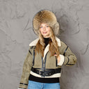Raccoon Fur Hat, Soft Fluffy Winter Ushanka, Leather Aviator Hat, Plush Trapper Hat for Women, Warm Gift for Mom, Real Fur Fuzzy Bomber Hat