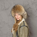 Raccoon Fur Hat, Soft Fluffy Winter Ushanka, Leather Aviator Hat, Plush Trapper Hat for Women, Warm Gift for Mom, Real Fur Fuzzy Bomber Hat