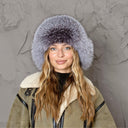 Women's Trapper Hat, Hat with Ear Flaps, Furry Winter Hat for Women, Luxury Real Fox Fur Headwear, Silver Ushanka, Birthday Gift for Wife