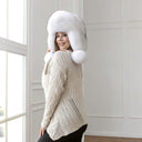 White Real Arctic Fox Fur Trapper Hat with Ear Flaps, One-Piece Winter Women's Hat, Warm Hat, Head Accessory, Cute Bomber Hat, Gift for wife
