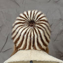 Brown & Beige Striped Fur Hat, Mink Knit Beanie, Furry Accessories, Cozy Winter Hat, Fluffy Ladies Hat, Fashion Winter Hat, Gift For Sister