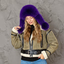 Hot Purple Woman's Winter Hat, Real Fox Fur & Leather Trapper Hat, Stylish Purple Bomber Hat, Furry Aviator Hat, Fuzzy Hat, Teen Girl Gift